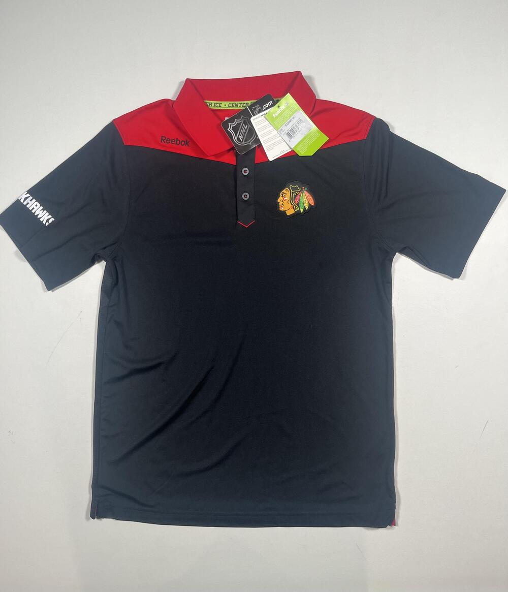 New Chicago Blackhawks Shirt Mens Small Black NHL Hockey Reebok Polo Center Ice